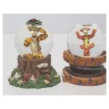 Two Winnie the Pooh & Tigger small snow globes