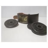 Weider 3lb weights and Everlast lifting belt