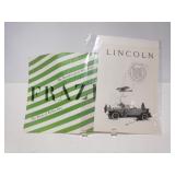 Vintage Frazer and Lincoln automobile ephemera