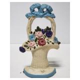 Cast iron painted flower basket door stop