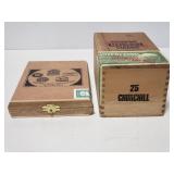 Two wood cigar boxes
