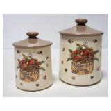 Two mushroom kitchen canisters