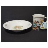 Bunny bowl, cup and ornaments