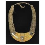 Statement gilt gold tone necklace