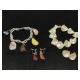 Two bracelet and earring sets