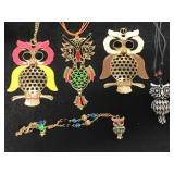 Assorted owl jewelry collection