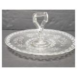 Vintage glass tray with handle
