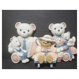 Homco teddy bear wall art trio