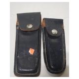 Two old leather sheath knife holders