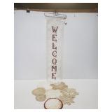 Lace welcome hanger and doilies