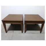 2 mid-century modern wooden end tables