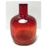 Mid century Blenko handcrafted red crackle vase