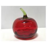 Red apple glass paperweight