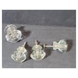 Four vintage glass knobs