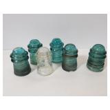 Vintage Hemingray glass insulators; 6 pcs.