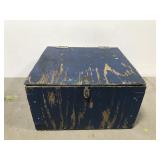 Chippy blue wood painted storage box