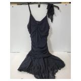 Black polyester/nylon dress; size: XL