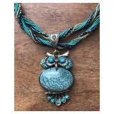 Jeweled owl pendant necklace