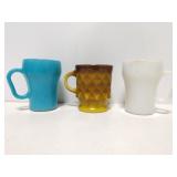 Lot of 3 Vintage Anchor Hocking Fire King mugs