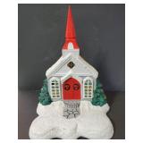 Ceramic lighted Christmas church decor piece