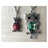 Two owl pendant necklaces