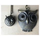 Owl metal pendant and pendant watch
