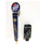 Molson Ice and Labatt Blue tap handles