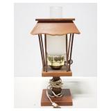 Wood lantern lamp w/ frosted glass shade