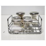 Retro shakers with metal caddy