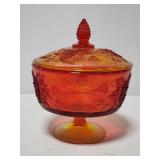 Grape and leaf red ombre glass candy dish