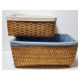 Two cloth lined laundry baskets