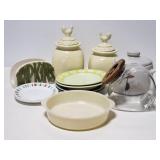 Vintage kitchen collection canisters and plates