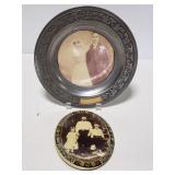 Vintage pewter photo plate & photo button