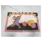 Vintage hand sewn clown rug