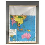 Vintage Nystrom classroom pull-down map Asia