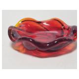 Red glass swirl bowl