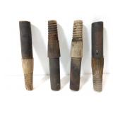 Lot of 4 primitive antique wooden screw on handles