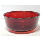 Red glass serving bowl