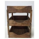 Antique wood 3 tier desk paper tray