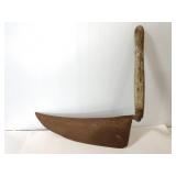 Vintage wood handled primitive wide blade scythe