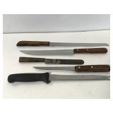 Five kitchen cutlery knives