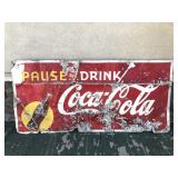 Vintage 1947 large Coca-Cola tin advertising sign