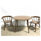 Kid size vintage wood table and chairs set