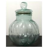 Large vintage blue tint globe jar / from Italy
