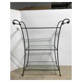 Glass and metal tiered sideboard rack