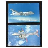 Mid century airline airplane postcard pair