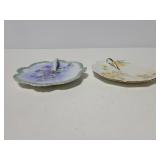 Two vintage porcelain plates with handles