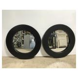 Pair of round wall mirrors, 24 in, plastic frame