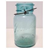 Old blue glass Ball mason jar