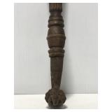 Short old salvaged claw foot wood & metal leg